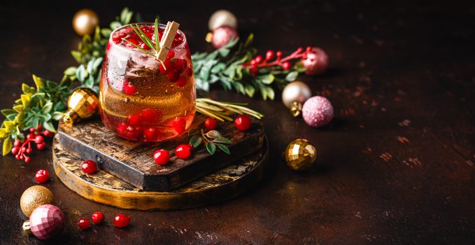 Cranberry cocktail in glasses