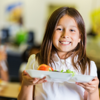 Girl with School Lunch Tray
